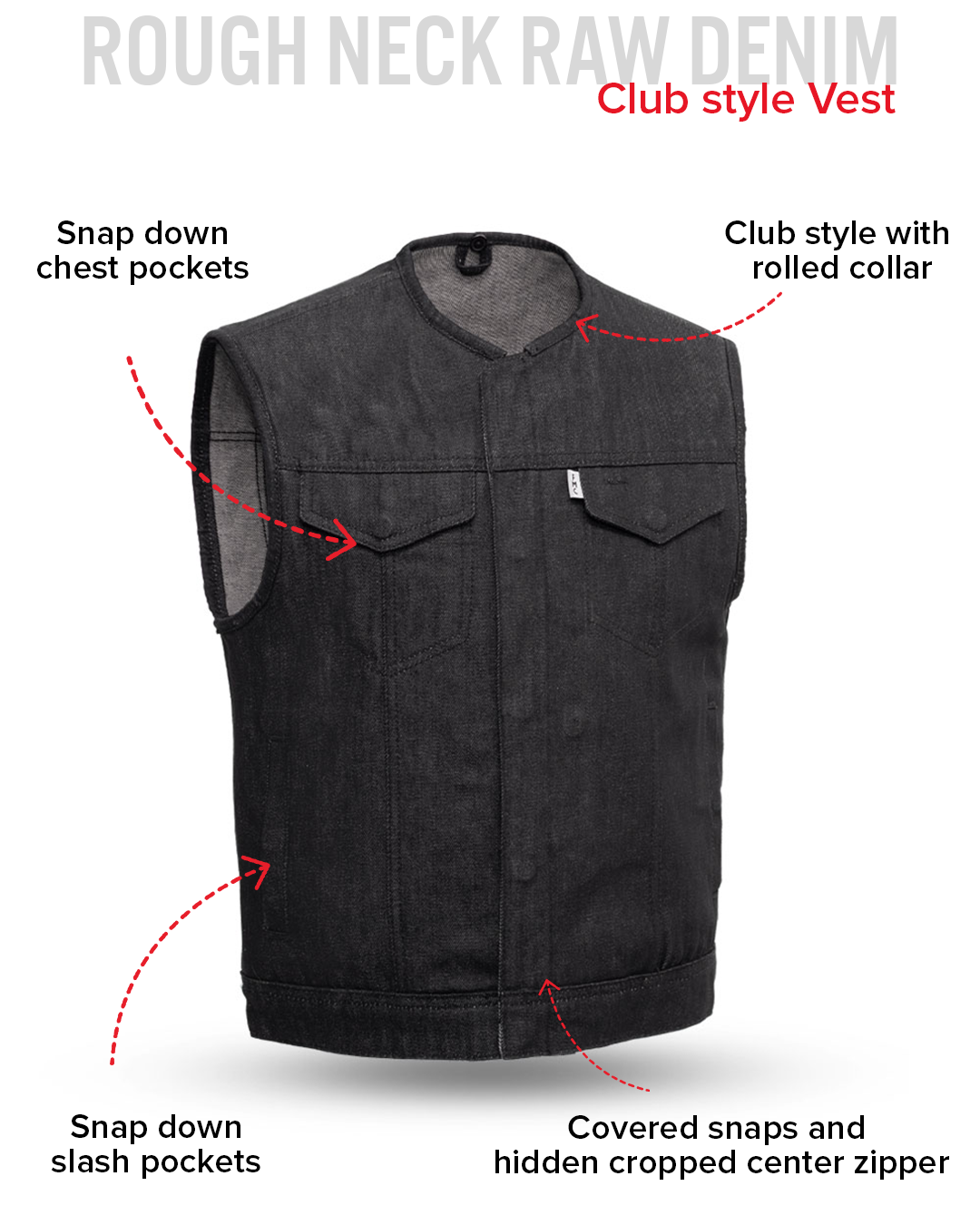 Murdock - Men's Motorcycle Denim Vest – First MFG Co
