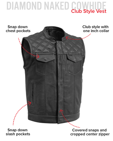 Downside Mens Motorcycle Leather Vest - First MFG Co