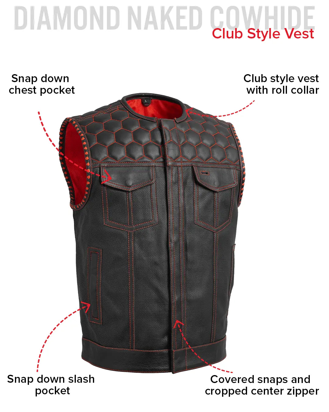 Hornet Perforated Men's Club Style Leather Vest