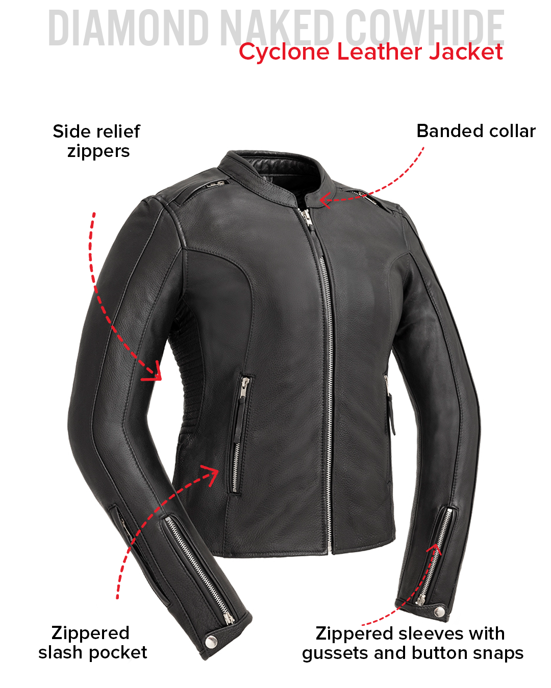 Cyclone - Women's Motorcycle Leather Jacket – First MFG Co