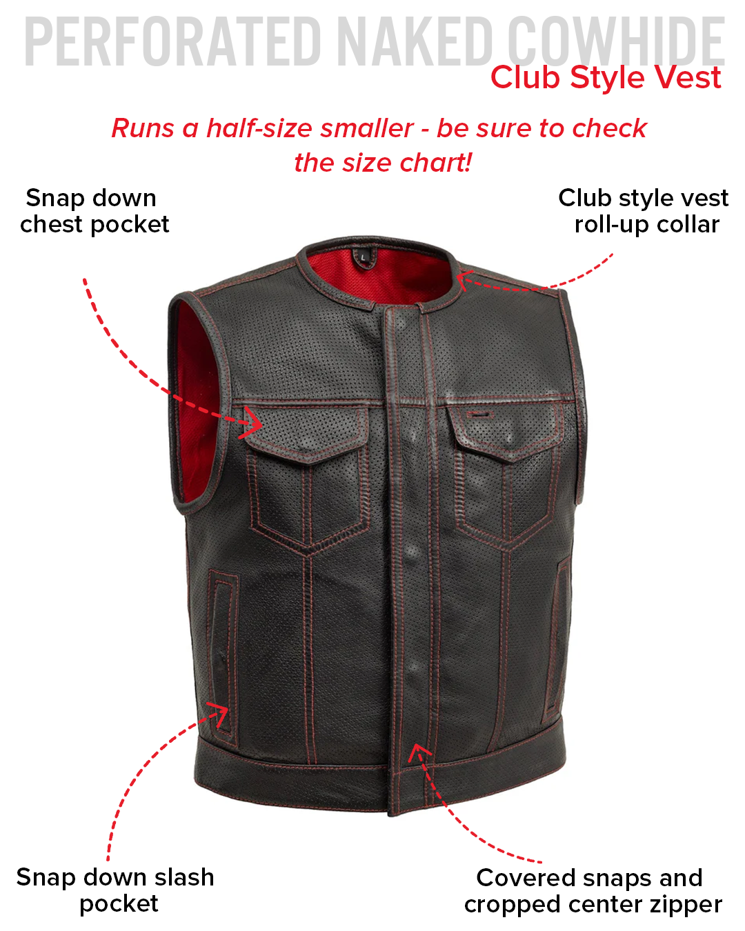 Lowside Men's Perforated Leather Motorcycle Vest 