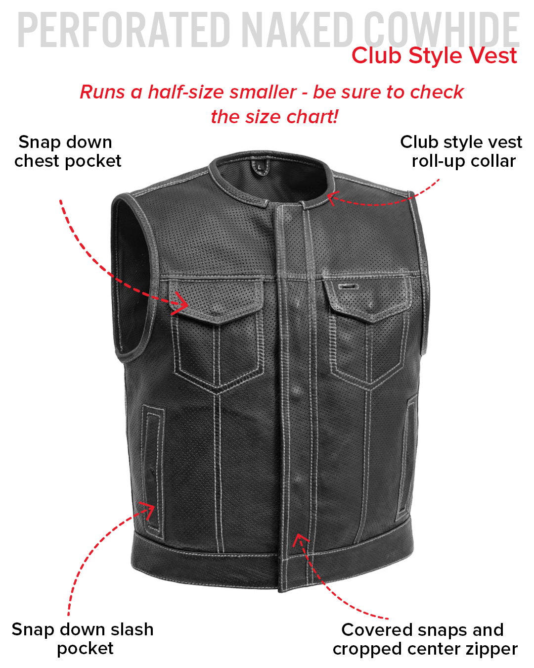 Lowside Men's Perforated Leather Motorcycle Vest 