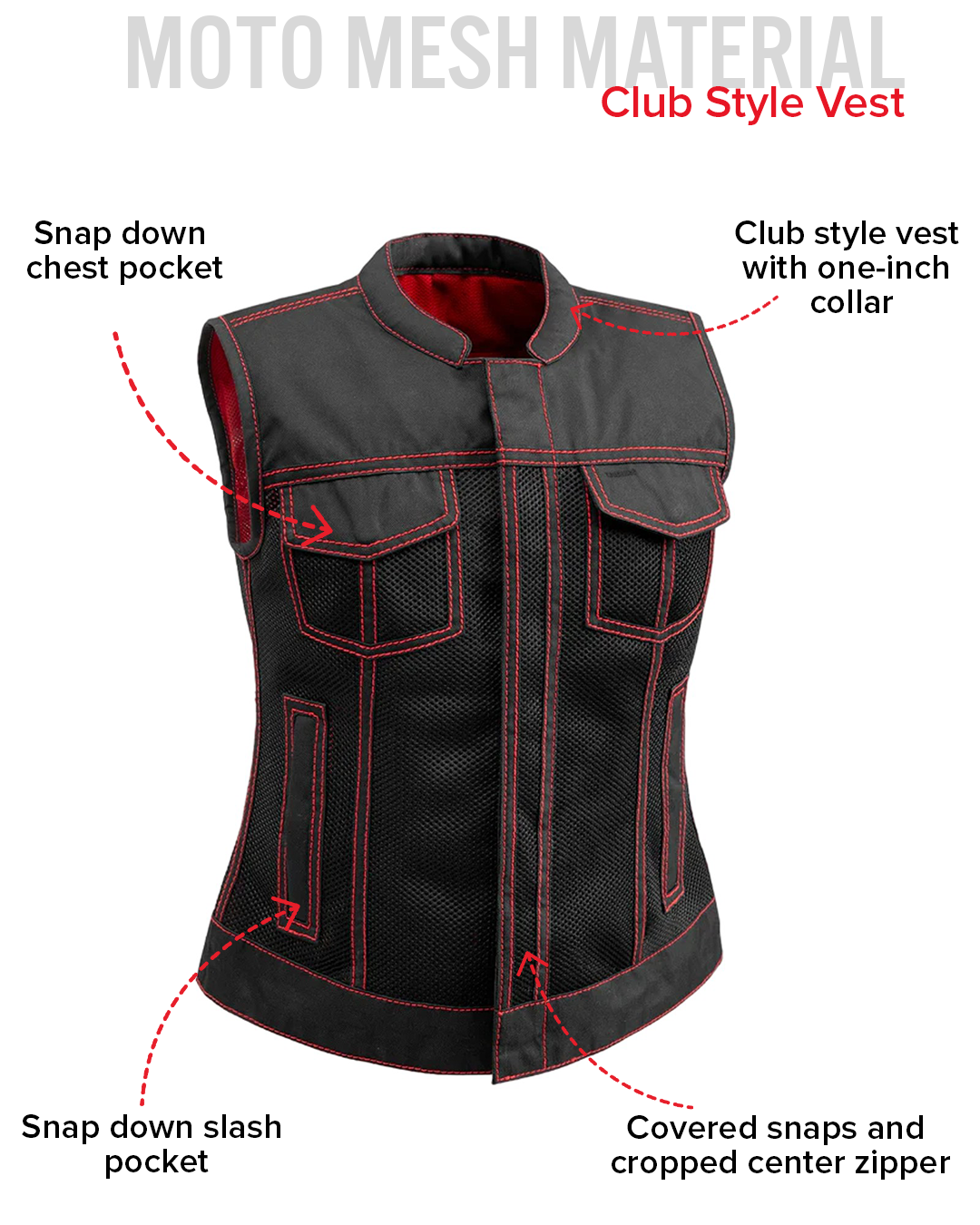Jessica Moto Mesh Women's Motorcycle Vest Women's Moto Mesh Vest Vests