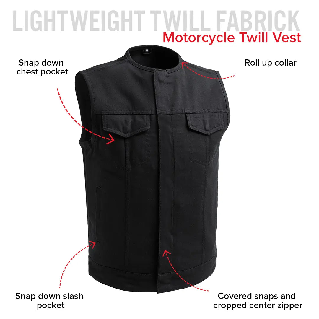 No Limit - Men's Motorcycle Twill Vest – First MFG Co