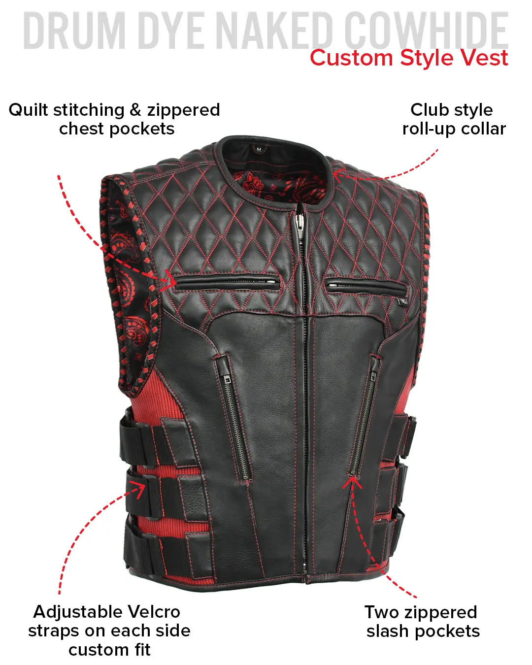 Tactical Emerald Men's Motorcycle Leather Vest