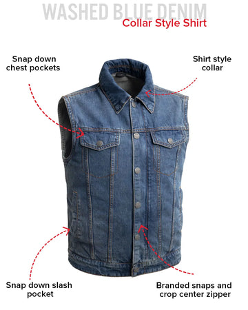 Showdown Motorcycle Lightweight Denim Vest – First MFG Co