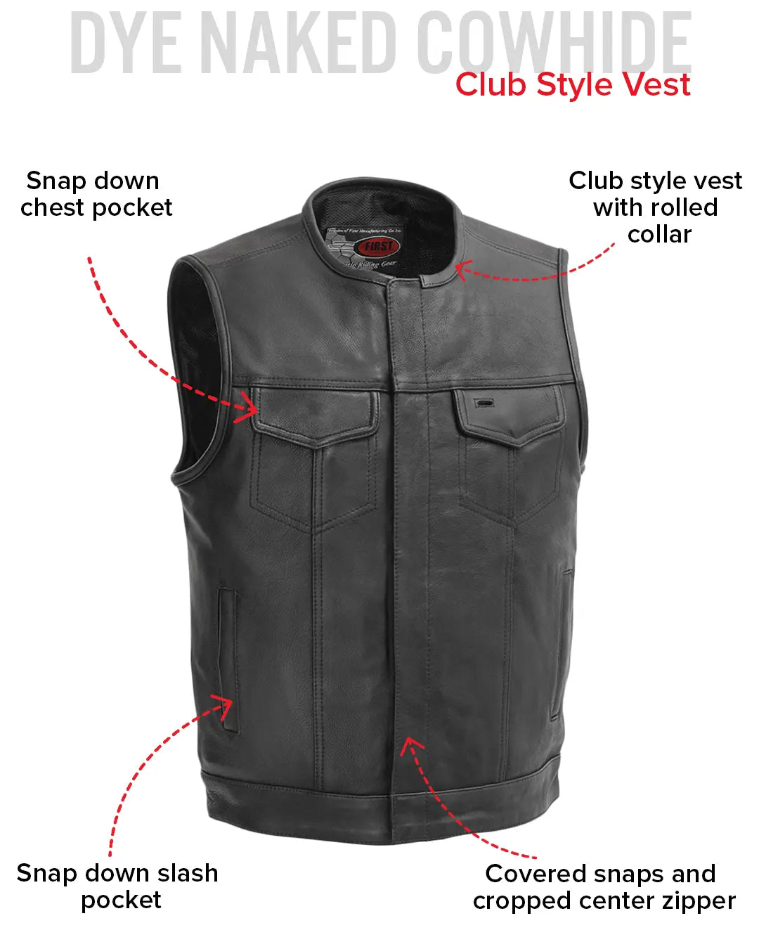 No Rival - Men's Motorcycle Leather Vest Men's Leather Vest Vests