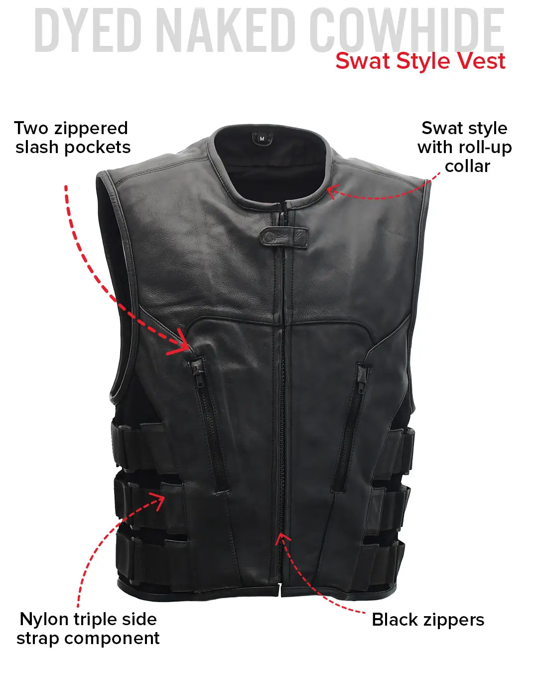 Commando Men's Leather Swat Style Motorcycle Vest Men's Leather Vest Vests