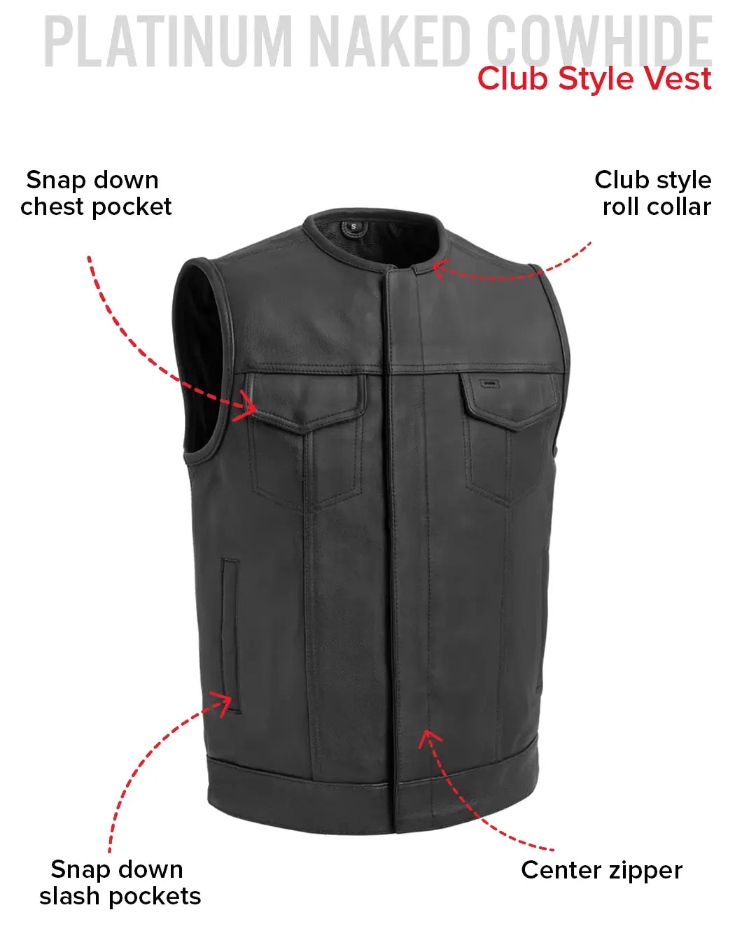 Highside Men's Motorcycle Leather Vest Men's Leather Vest Vests