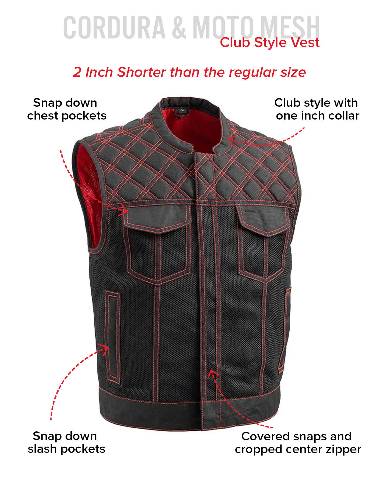 Upside Moto Mesh Men's Motorcycle Vest Men's Moto Mesh Vest Vests