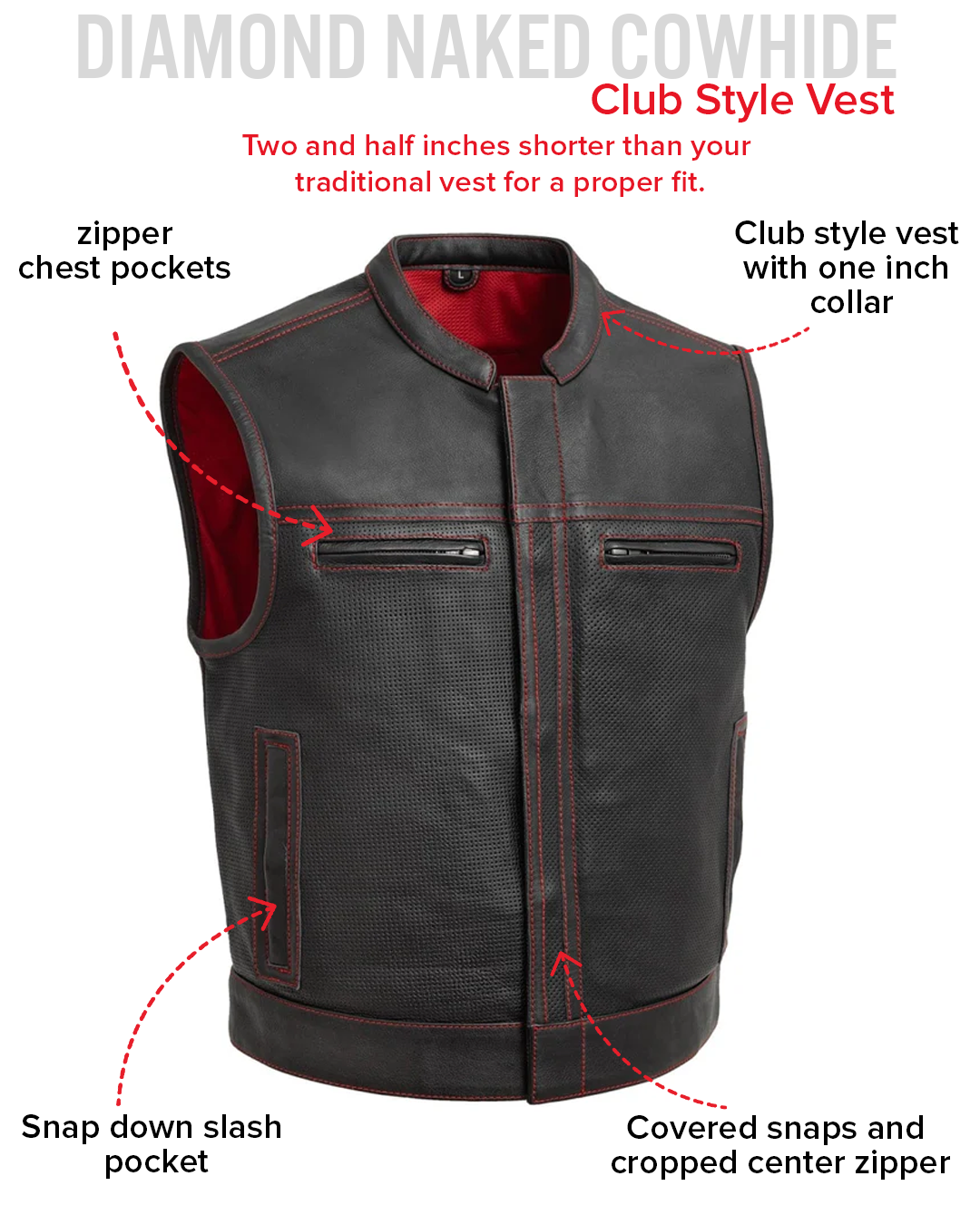 Lowrider Perforated Men's Leather Vest Men's Perforated Leather Vest Vests