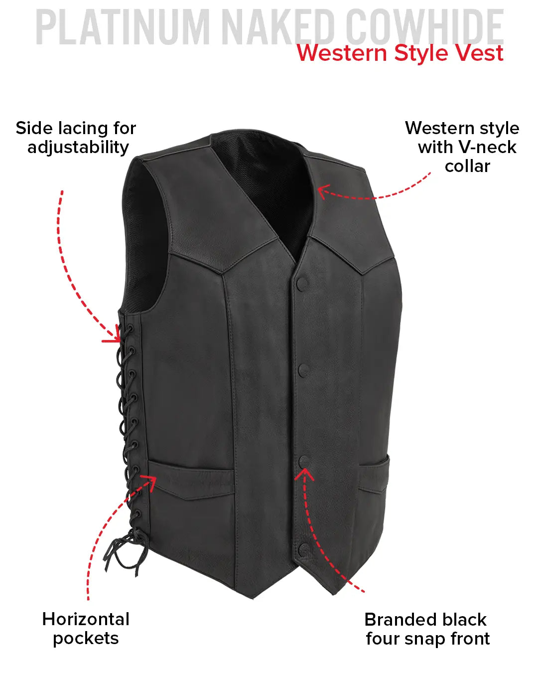 Deadwood Men's Motorcycle Western Style Leather Vest Men's Western Vest Vests