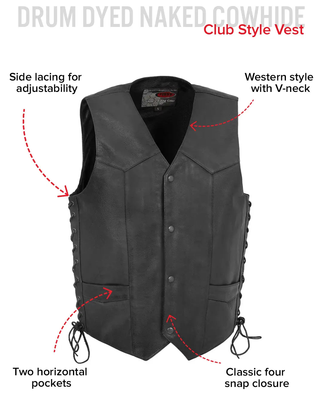 バイクウェア・装備 Battalion REAL LEATHER VEST CRAFT MADE Rancher - Men's Motorcycle Western Style Leather Vest