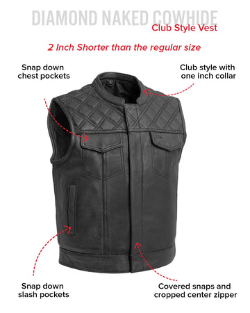 バイクウェア・装備 Battalion REAL LEATHER VEST CRAFT MADE Upside Men's Club Style Leather Vest - First MFG Co