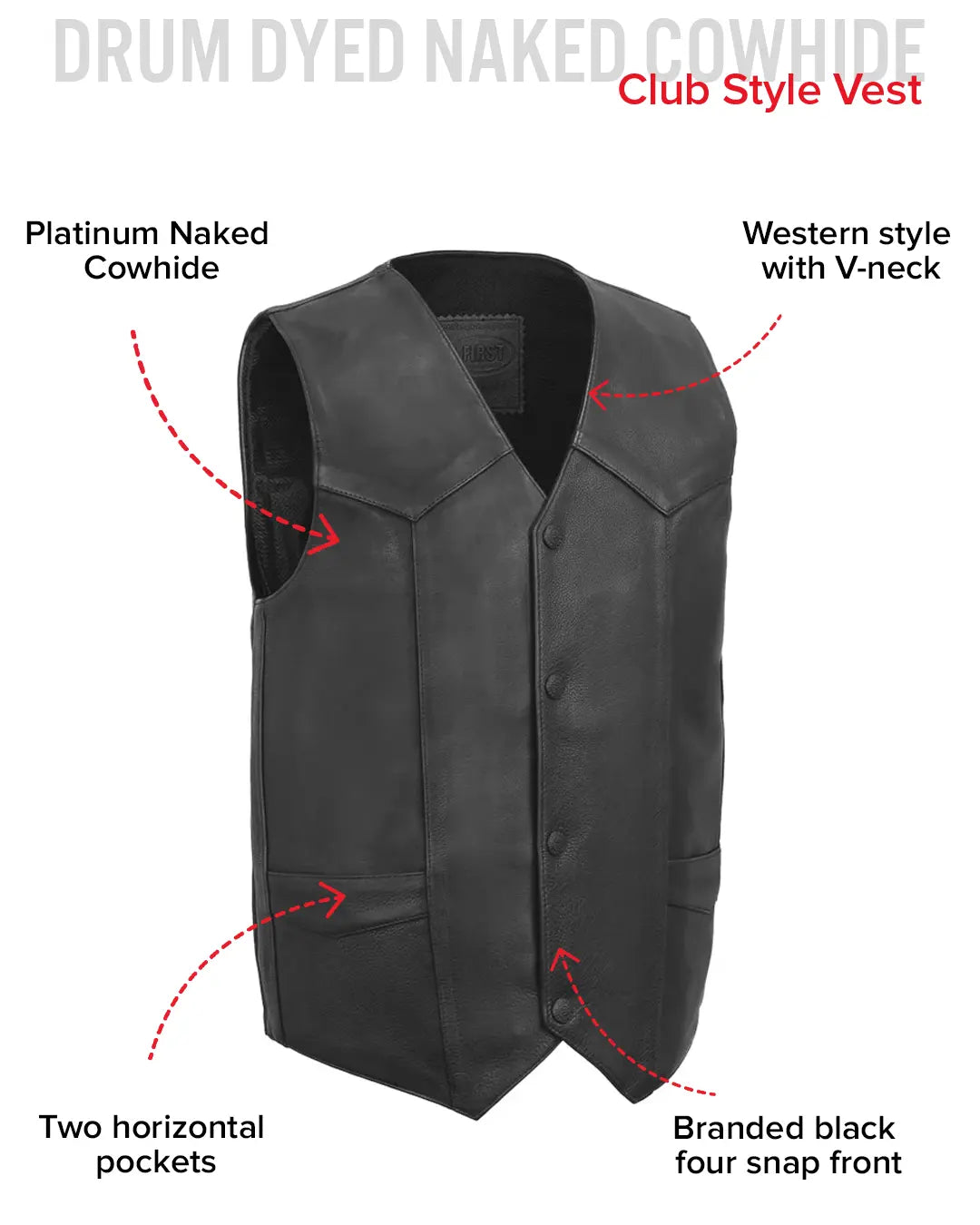 Tombstone Men's Motorcycle Western Style Leather Vest - FMC