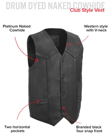 Tombstone Men's Motorcycle Western Style Leather Vest - FMC