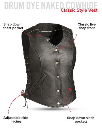 Honey Badger - Women's Motorcycle Leather Vest Honey Badger - Women's Motorcycle Leather Vest