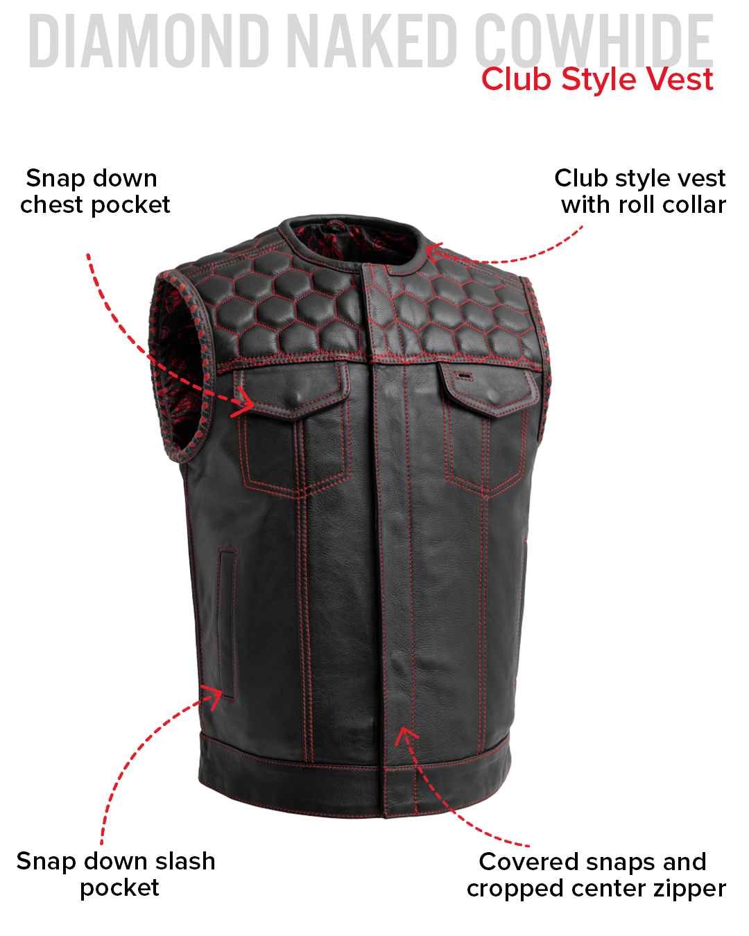 Hornet Men's Club Style Leather Vest