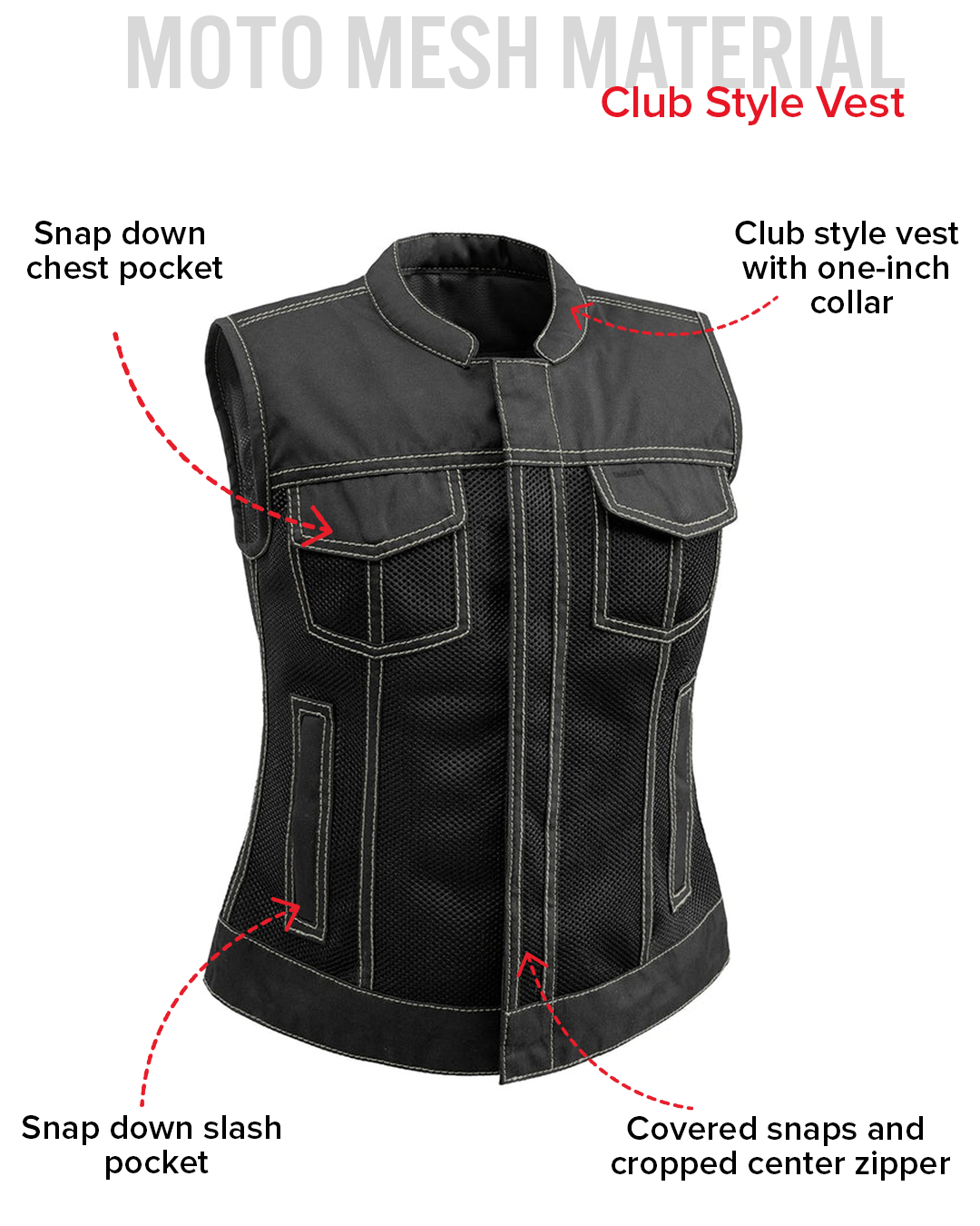 Jessica Moto Mesh Women's Motorcycle Vest Women's Moto Mesh Vest Vests