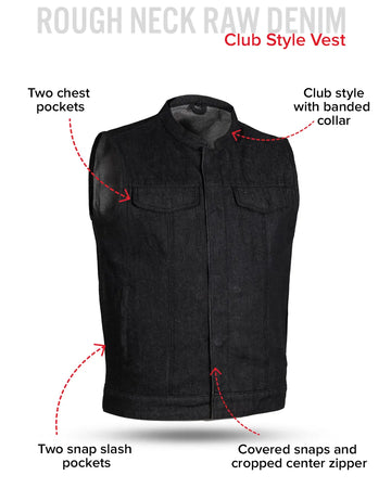 Kershaw - Men's Motorcycle Denim Vest (Black) - First MFG Co