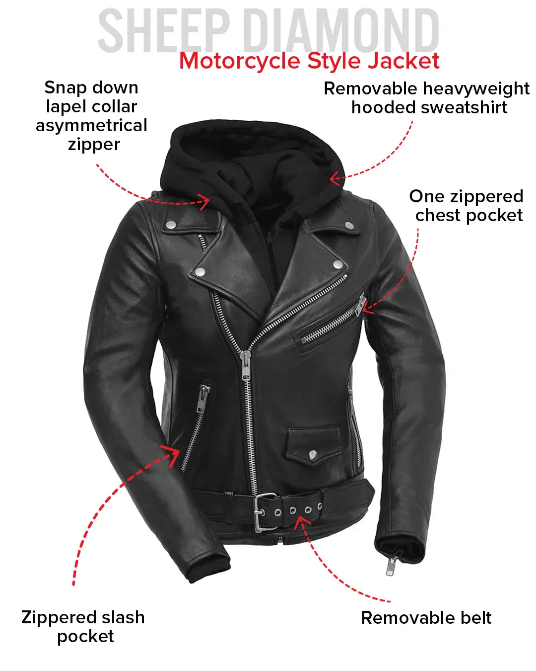 Ryman - Women's Motorcycle Leather Jacket Women's Leather Jacket Jackets