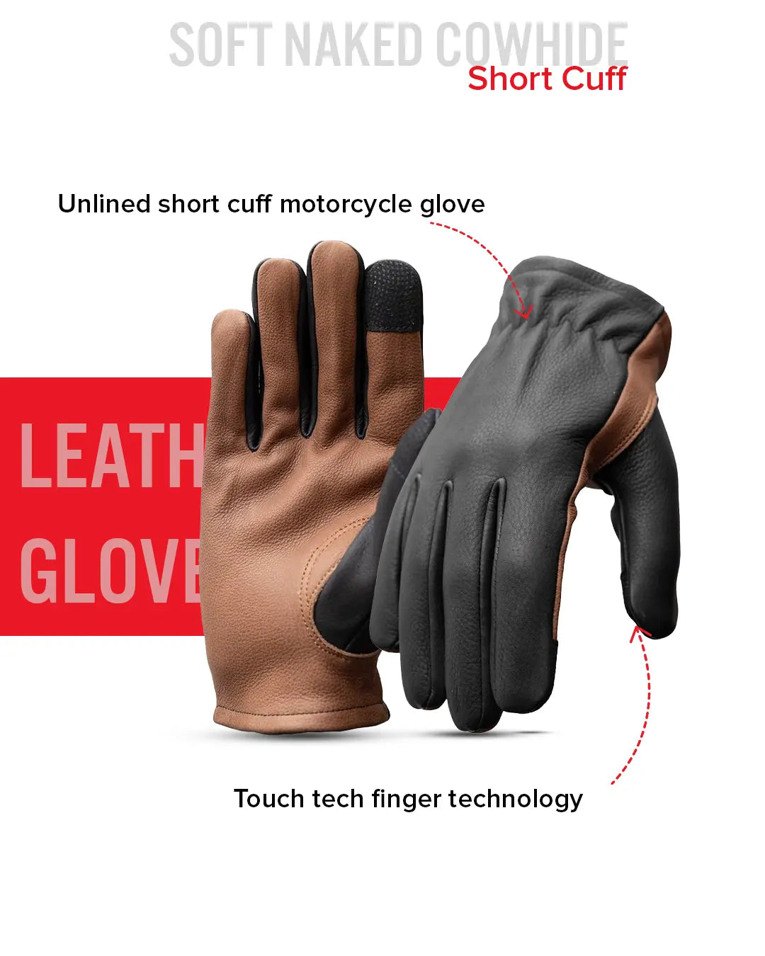 Roper Men's Motorcycle Leather Gloves - Multicoloured Men's Gloves Accessories