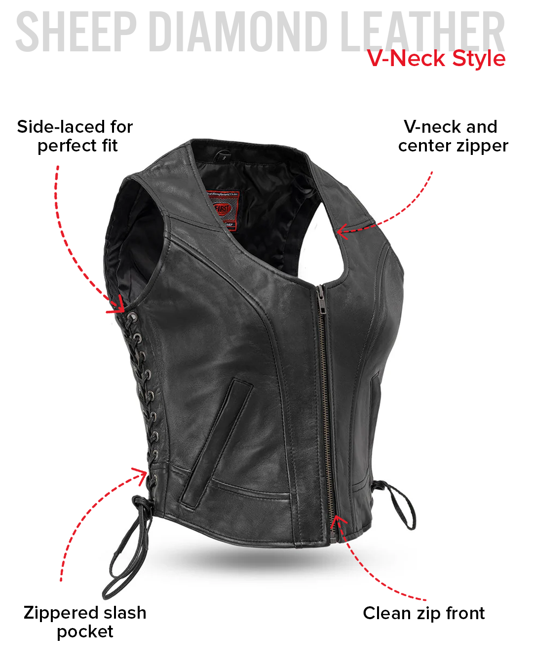 Raven - Women's Motor Fashion Style Leather Vest