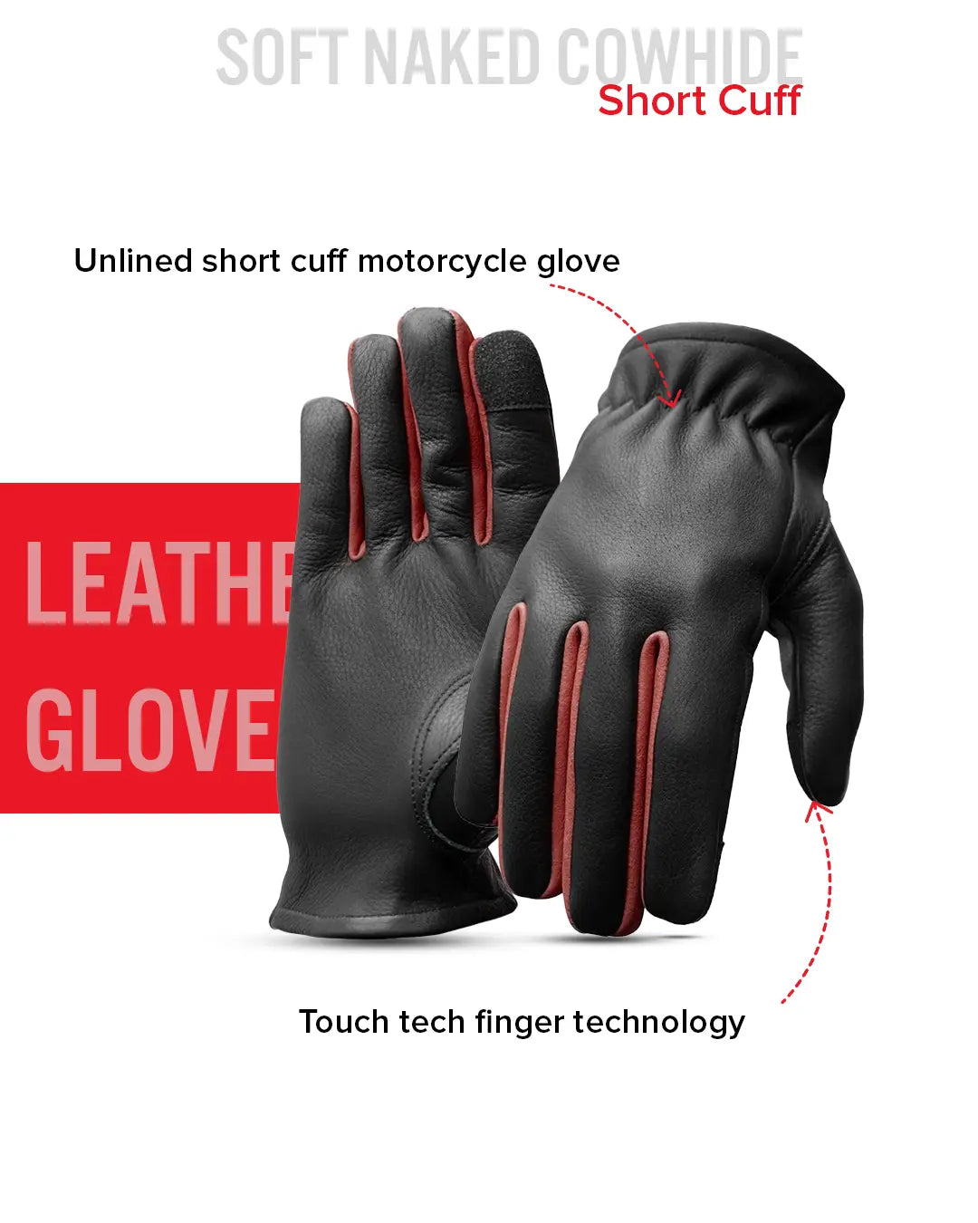 Roper Men's Motorcycle Leather Gloves - Multicoloured Men's Gloves Accessories