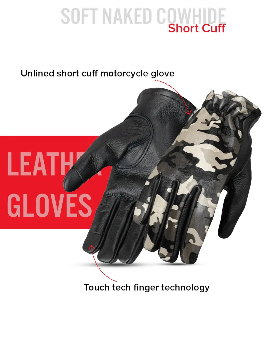 Roper Men's Motorcycle Leather Gloves - Multicoloured Men's Gloves Accessories