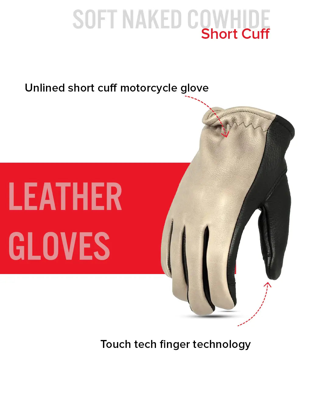 Roper Men's Motorcycle Leather Gloves - Multicoloured Men's Gloves Accessories