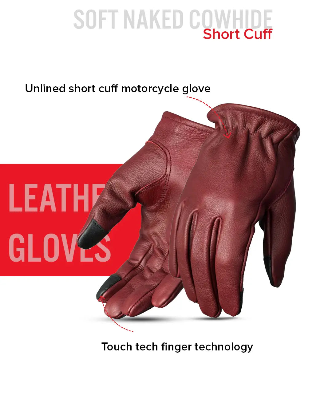 Roper Men's Motorcycle Leather Gloves - Multicoloured Men's Gloves Accessories