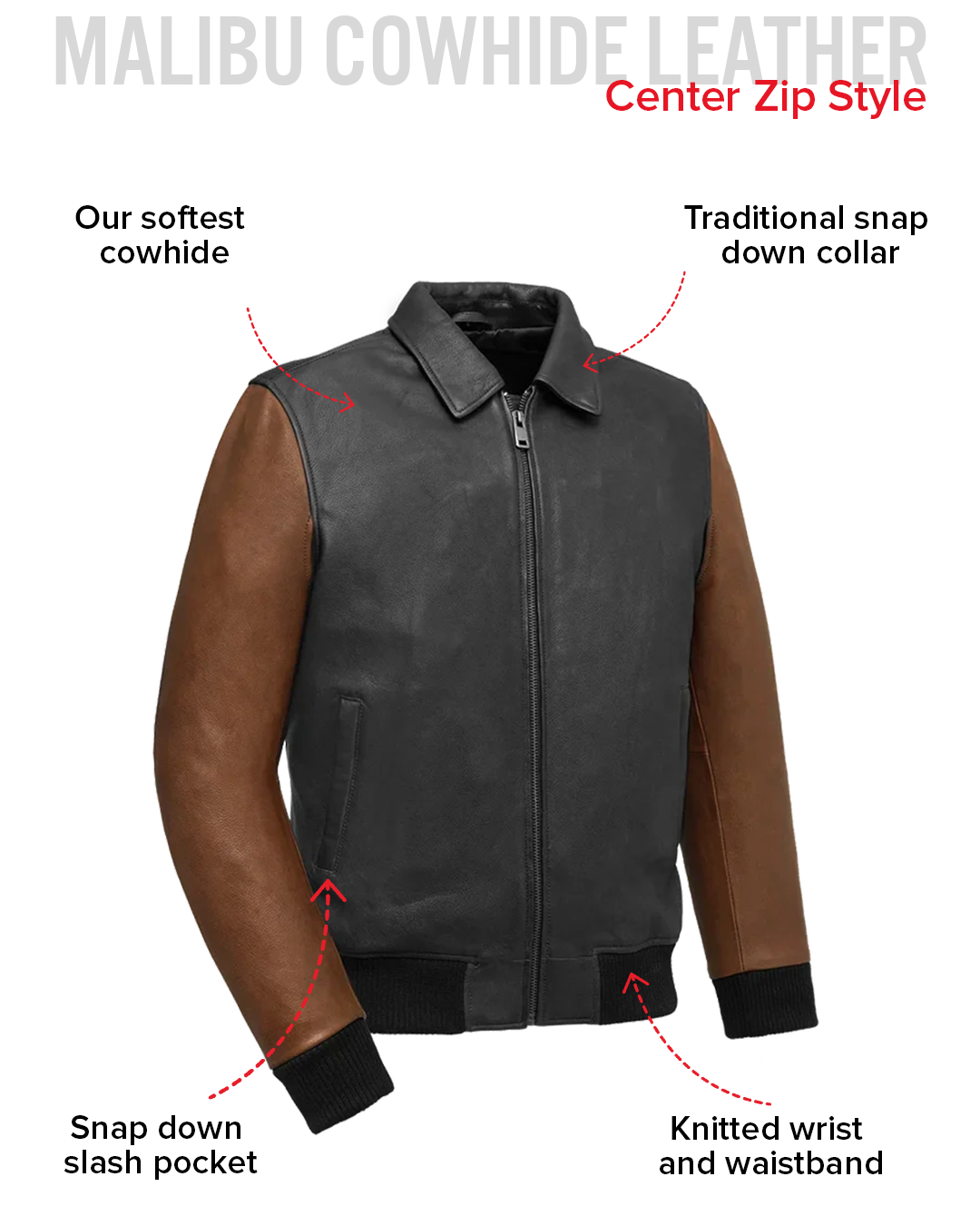 Moto Bomber Two Tone Men's Leather Jacket