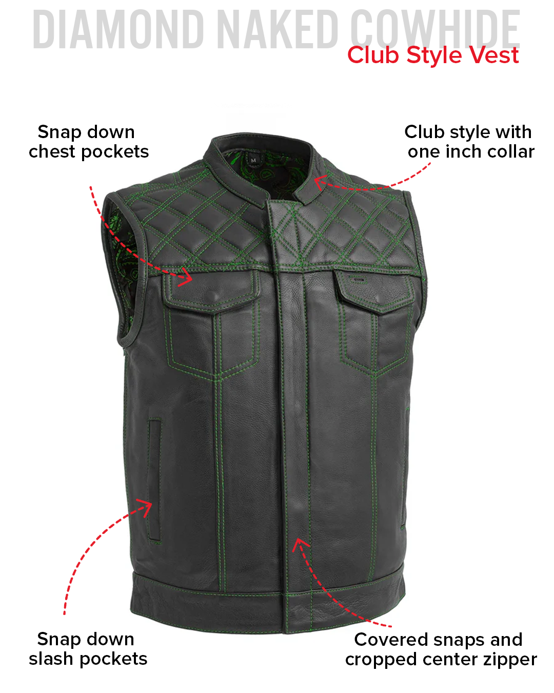 Downside Men's Motorcycle Leather Vest