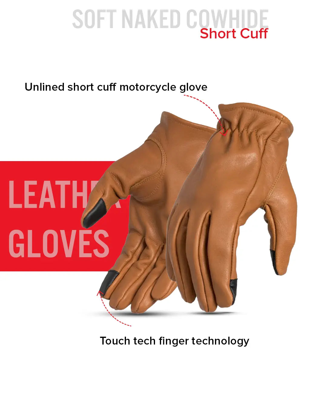 Roper Men's Motorcycle Leather Gloves - Multicoloured Men's Gloves Accessories