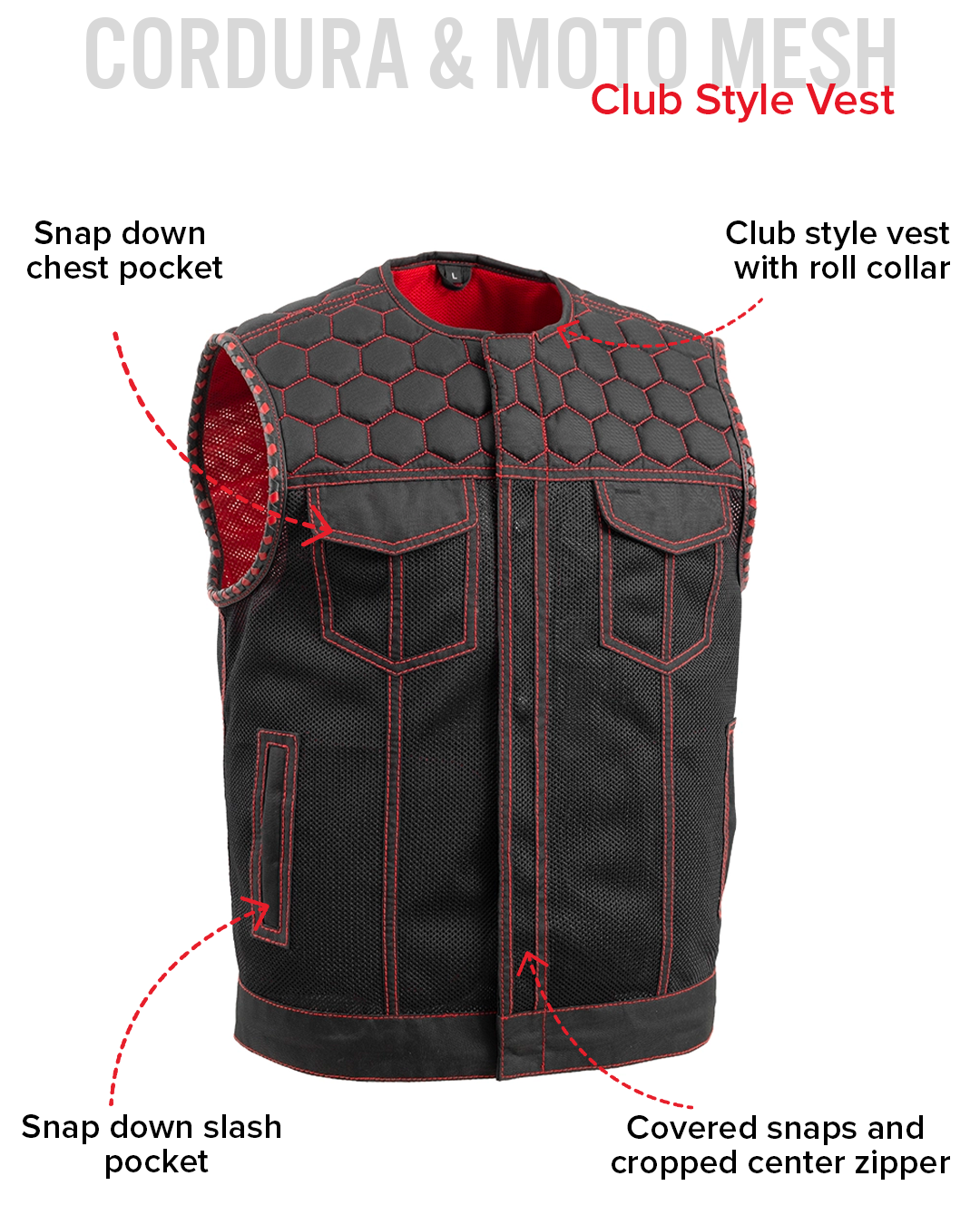 Hornet Moto Mesh Men's Club Style Vest