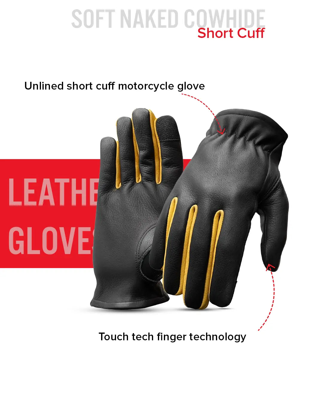 Roper Men's Motorcycle Leather Gloves – First MFG Co