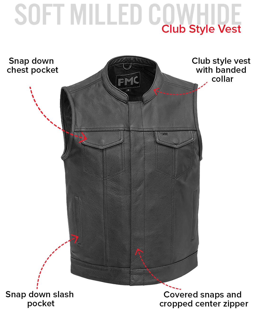 Blaster Men's Leather Motorcycle Vest Men's Leather Vest Vests
