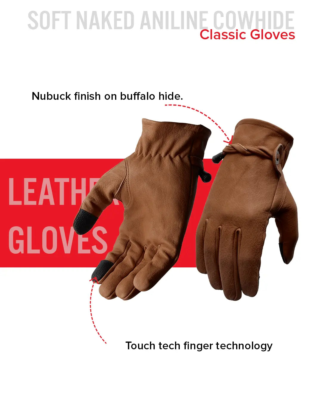 Ranch Men's Motorcycle Leather Gloves Men's Gloves Accessories