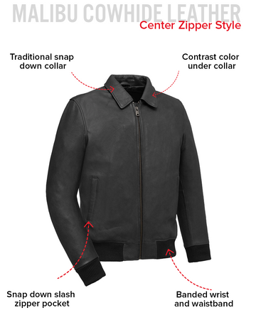 Moto Bomber - Men's Leather Jacket Moto Bomber - Men's Leather Jacket