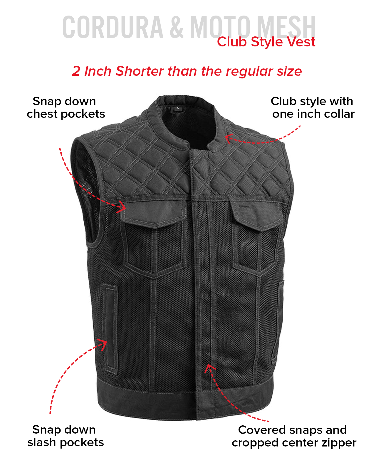 Upside Moto Mesh Men's Motorcycle Vest Men's Moto Mesh Vest Vests