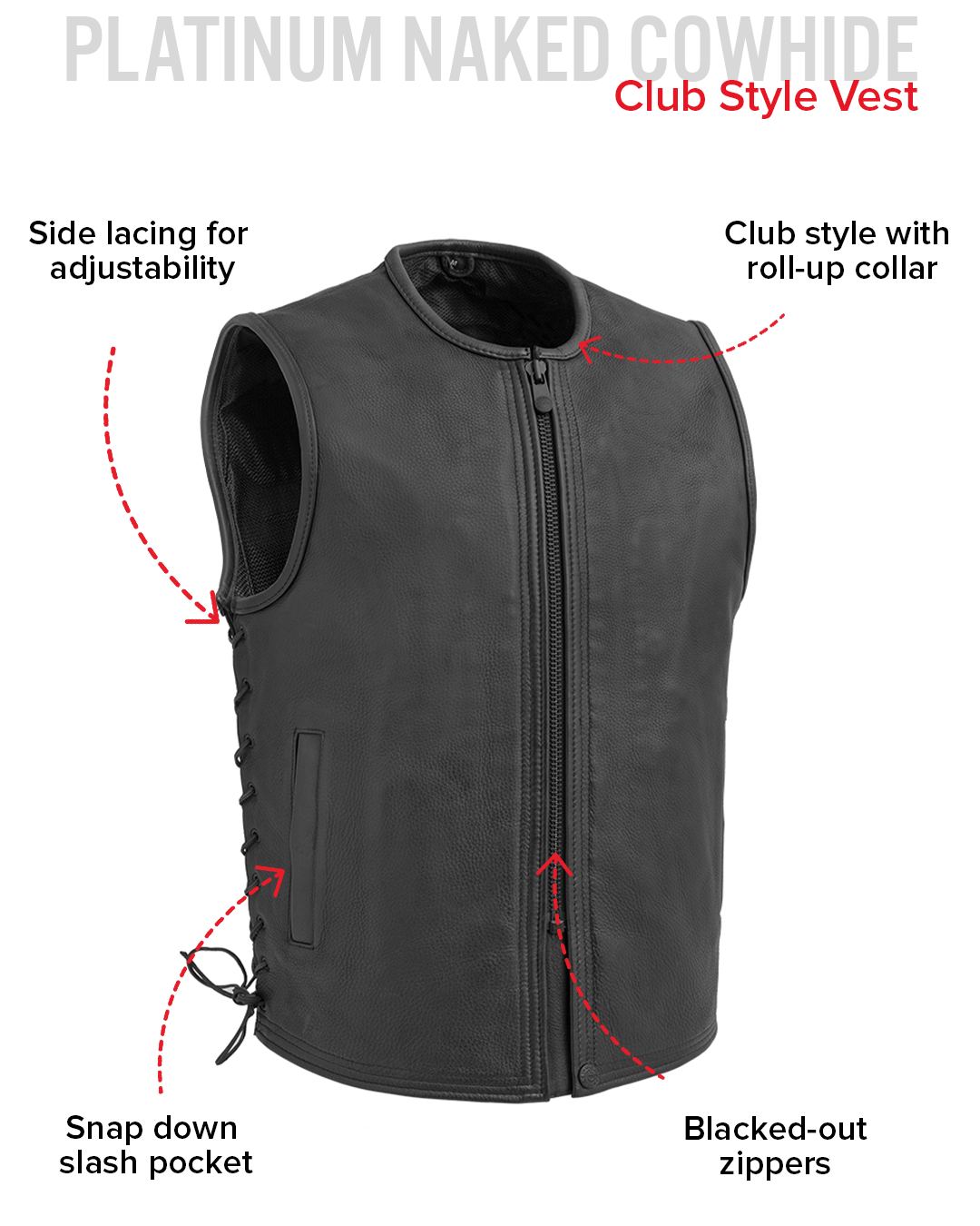 Venom Men's Motorcycle Leather Vest Men's Leather Vest Vests