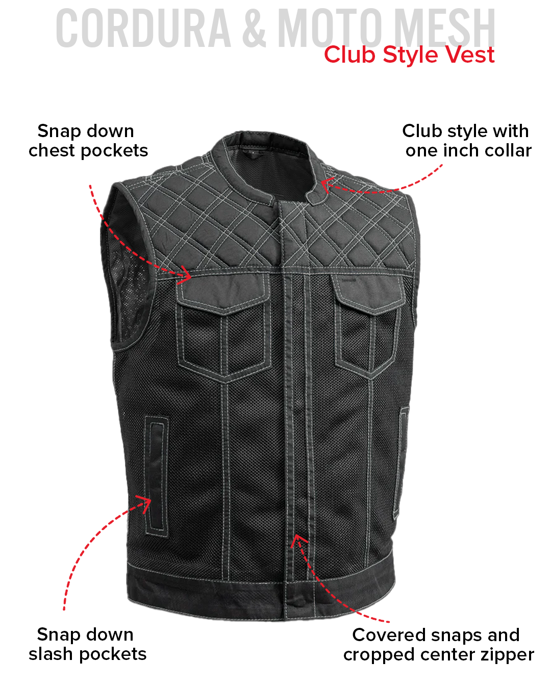 Downside Moto Mesh Men's Motorcycle Vest Men's Moto Mesh Vest Vests