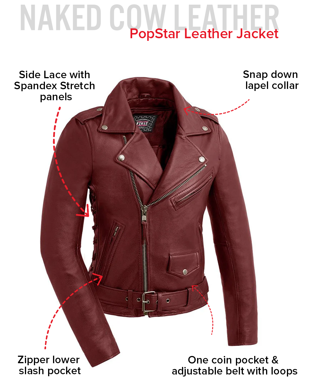 Popstar - Women's Motorcycle Leather Jacket – First MFG Co