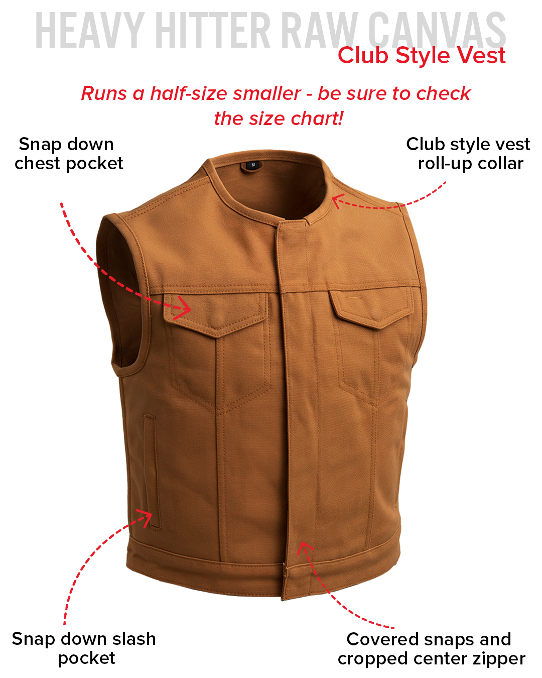 Lowside Canvas - Men's Motorcycle Canvas Vest (Tan)