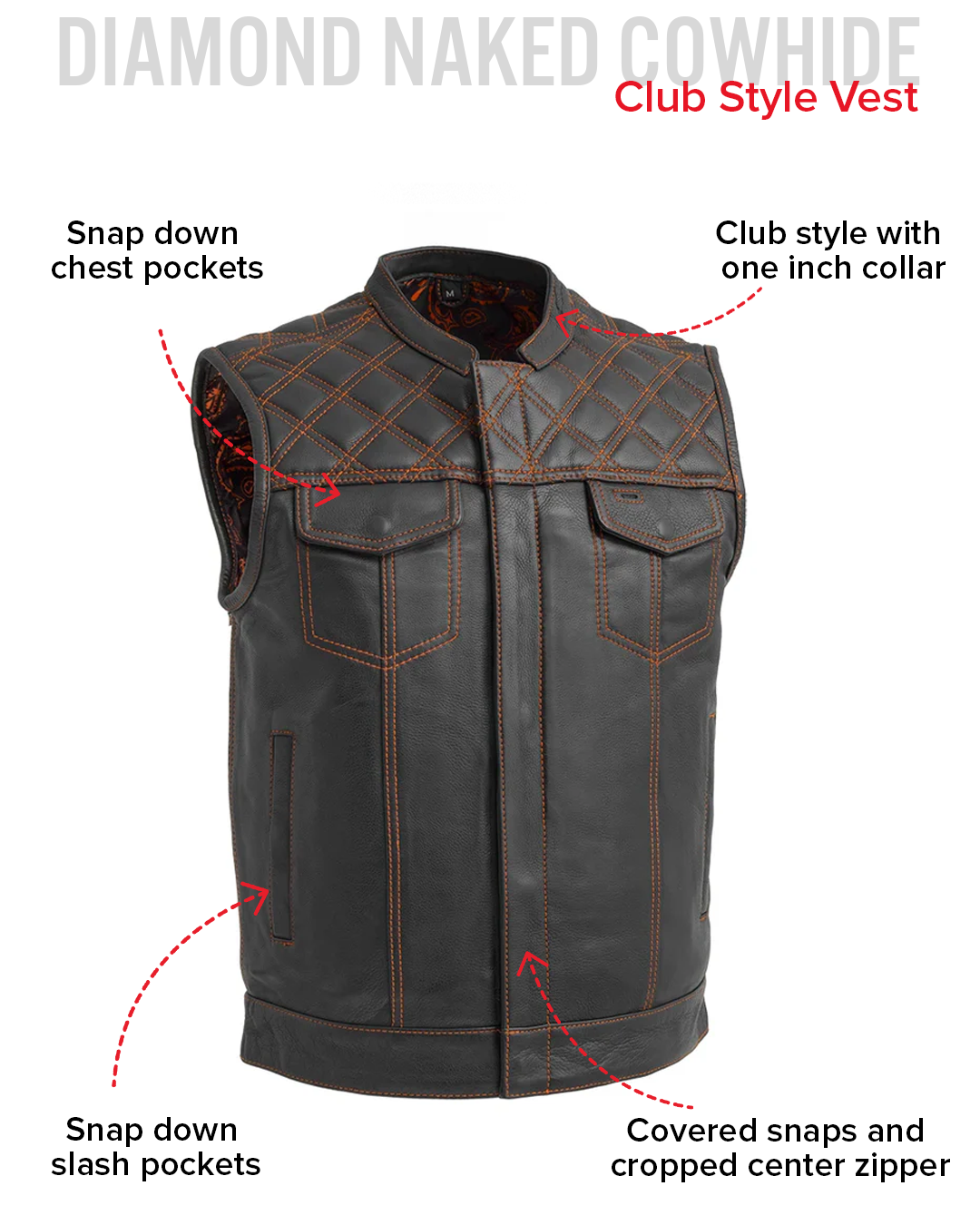 Downside Men's Motorcycle Leather Vest