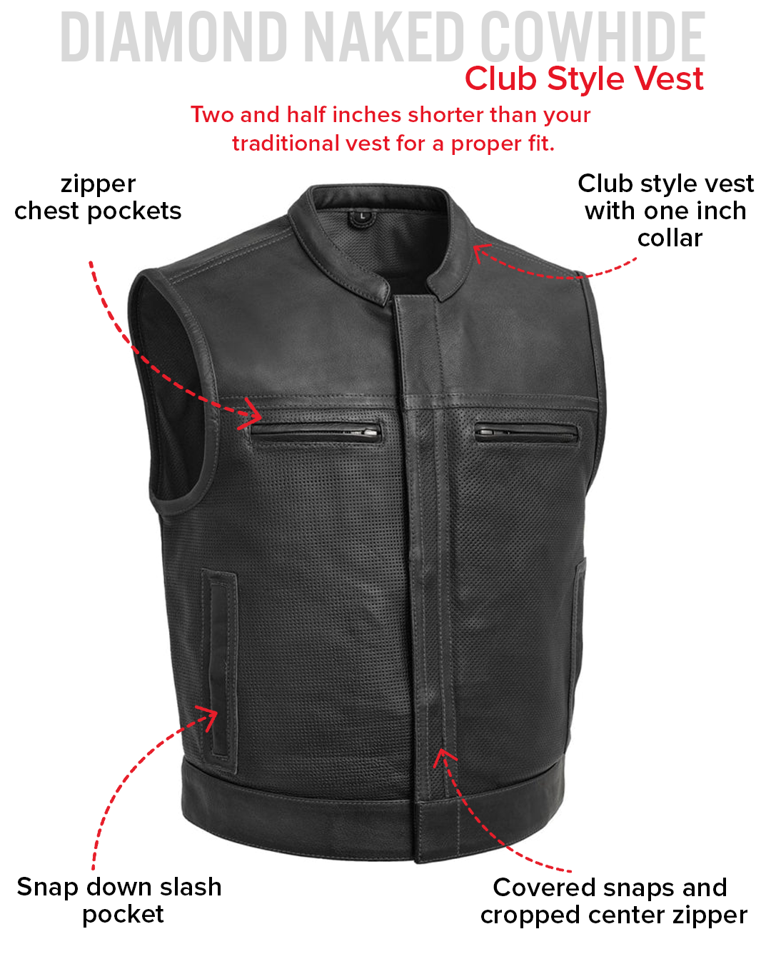 Lowrider Perforated Men's Leather Vest Men's Perforated Leather Vest Vests