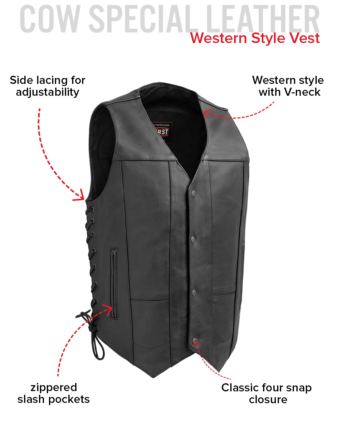 Top Biller Men's Motorcycle Western Style Leather Vest Men's Western Vest Vests