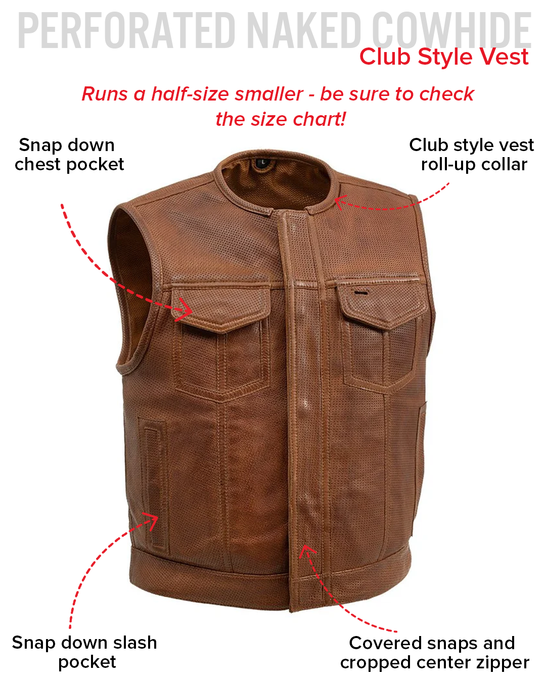 Lowside Men's Perforated Leather Motorcycle Vest 