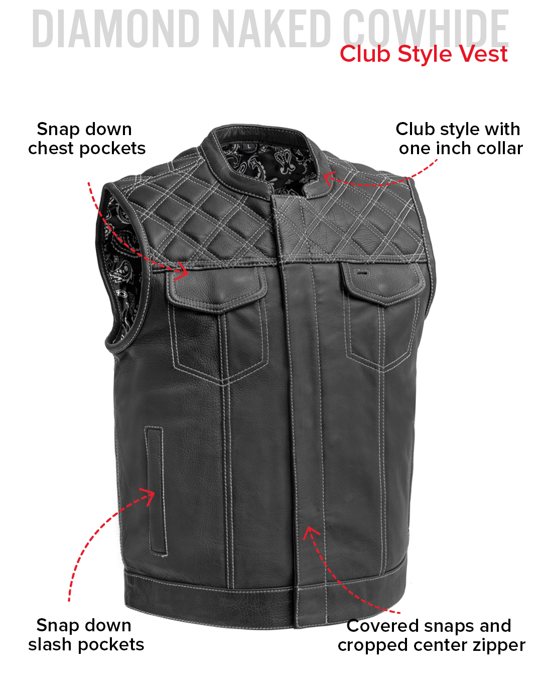 Downside Men's Motorcycle Leather Vest