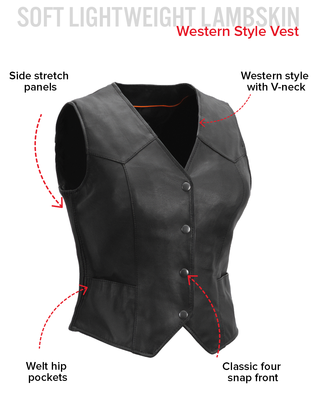 Sweet Sienna Women's Motorcycle Leather Vest Women's Leather Vest Vests